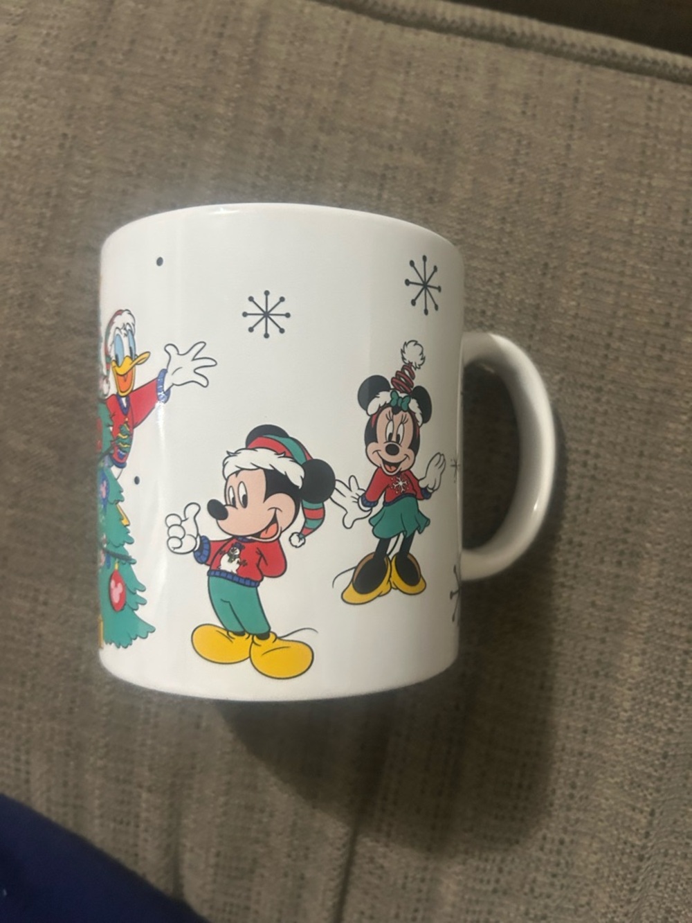 Disney White Holiday Mug with Red, Green, Yellow Accents